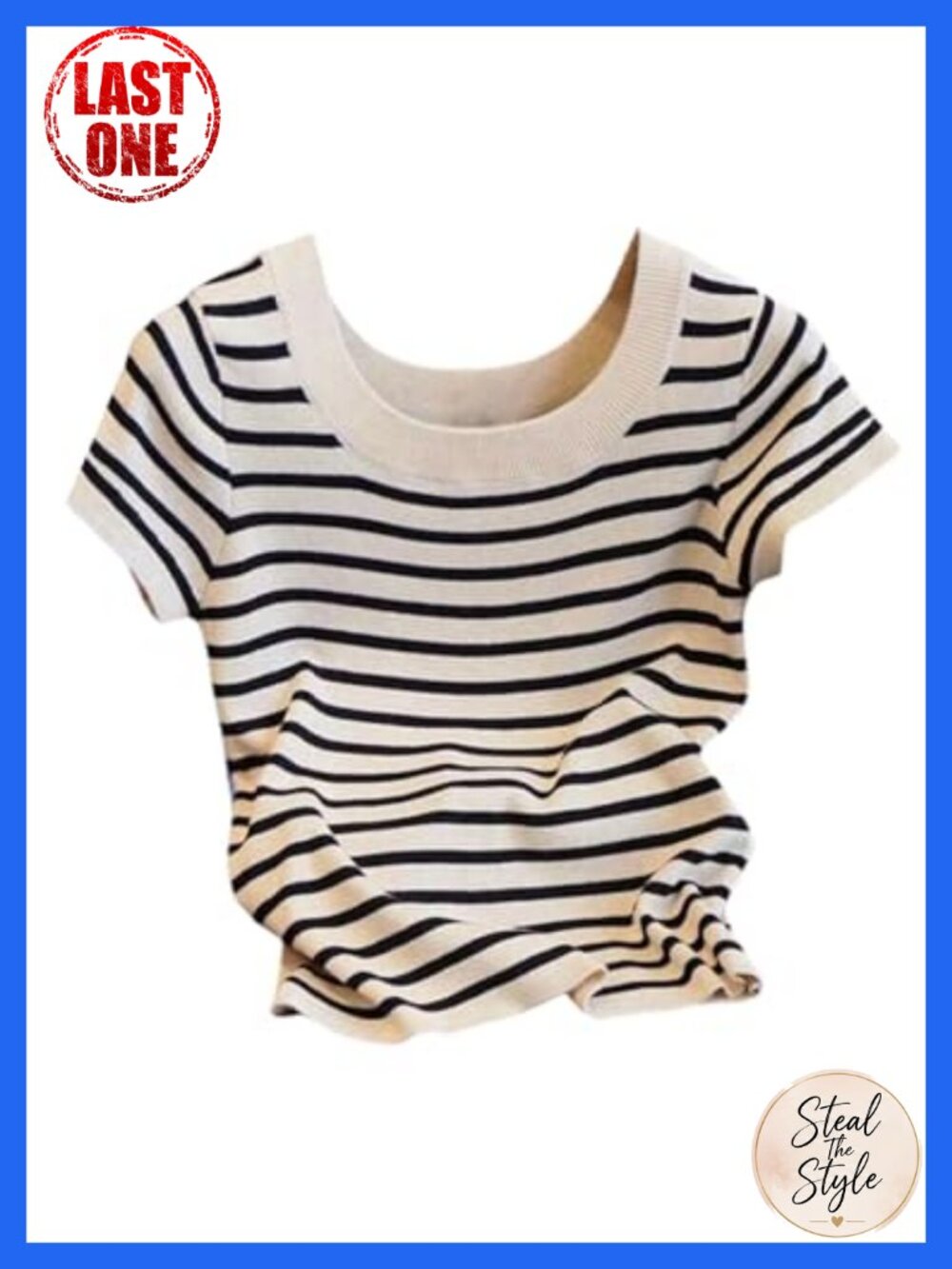 Plus Size Striped Knit Short Sleeve Crew Neck T Shirt Casual Top